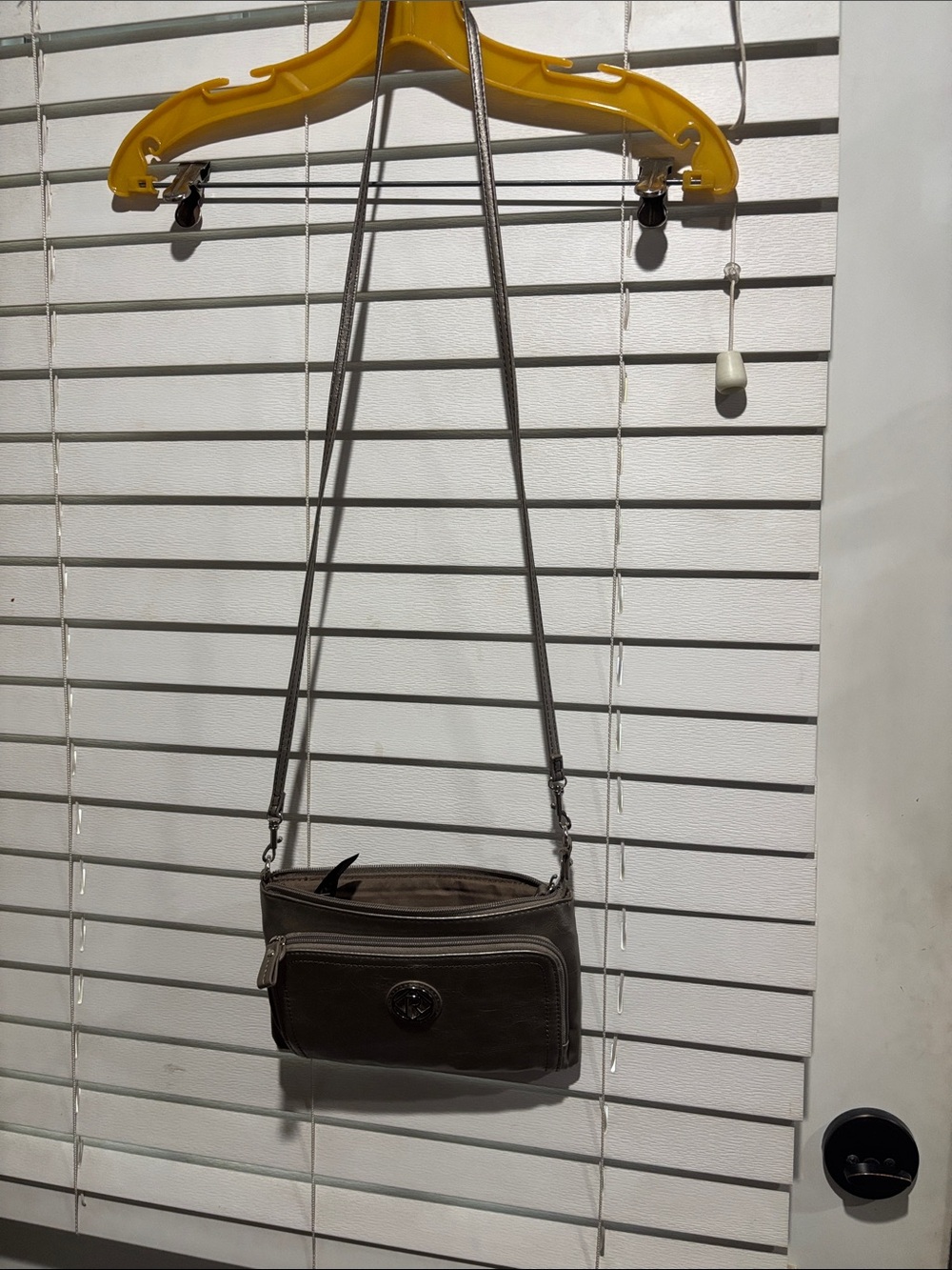Relic Compact Brown Crossbody Bag with Front Zip Pocket